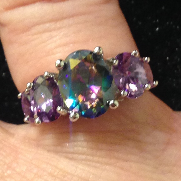 NWT! ππ₯ Mystic Topaz + Amethyst .925 five stone - Picture 6 of 8